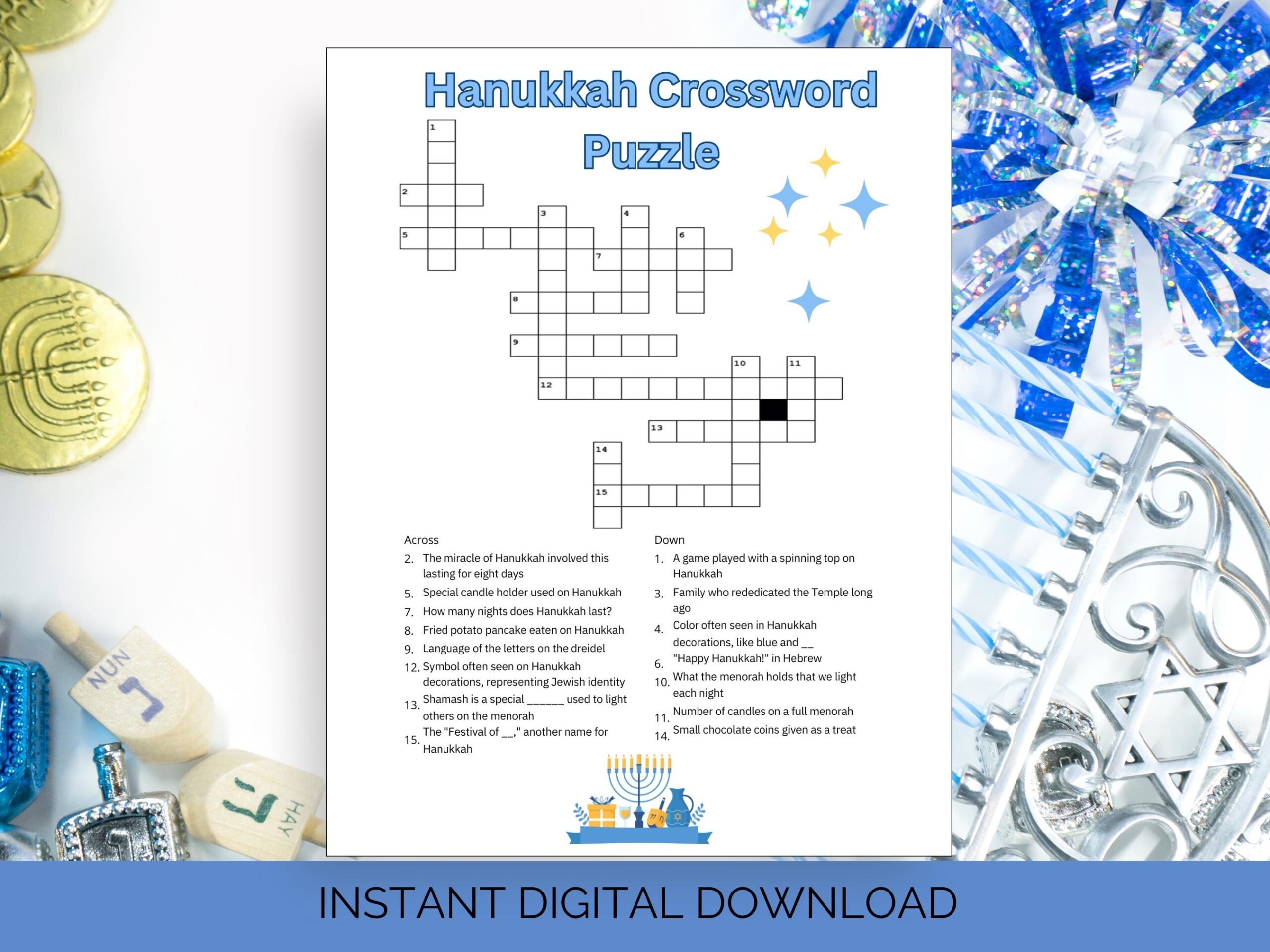 hanukkah crossword puzzles printable