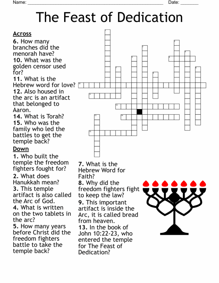 Hanukkah Crossword WordMint
