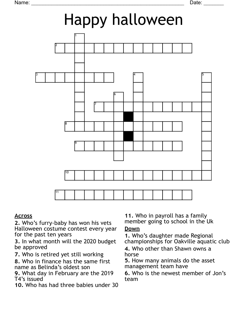 Happy Halloween Crossword WordMint