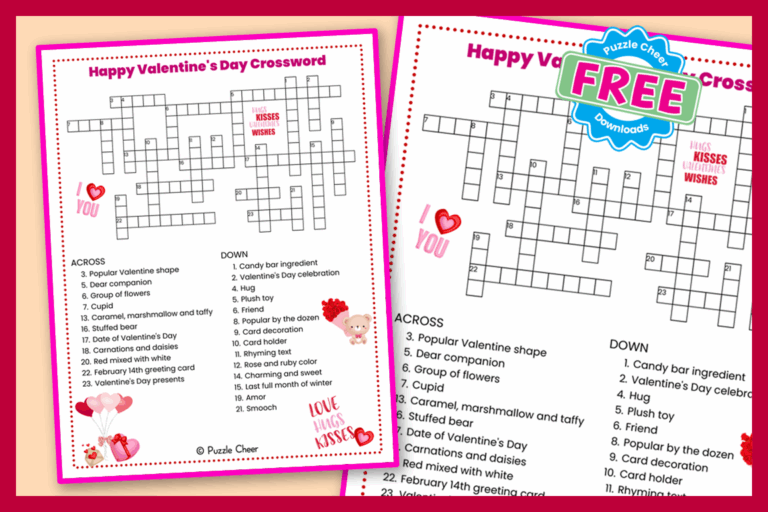 Happy Valentine s Day Crossword Puzzle Puzzle Cheer
