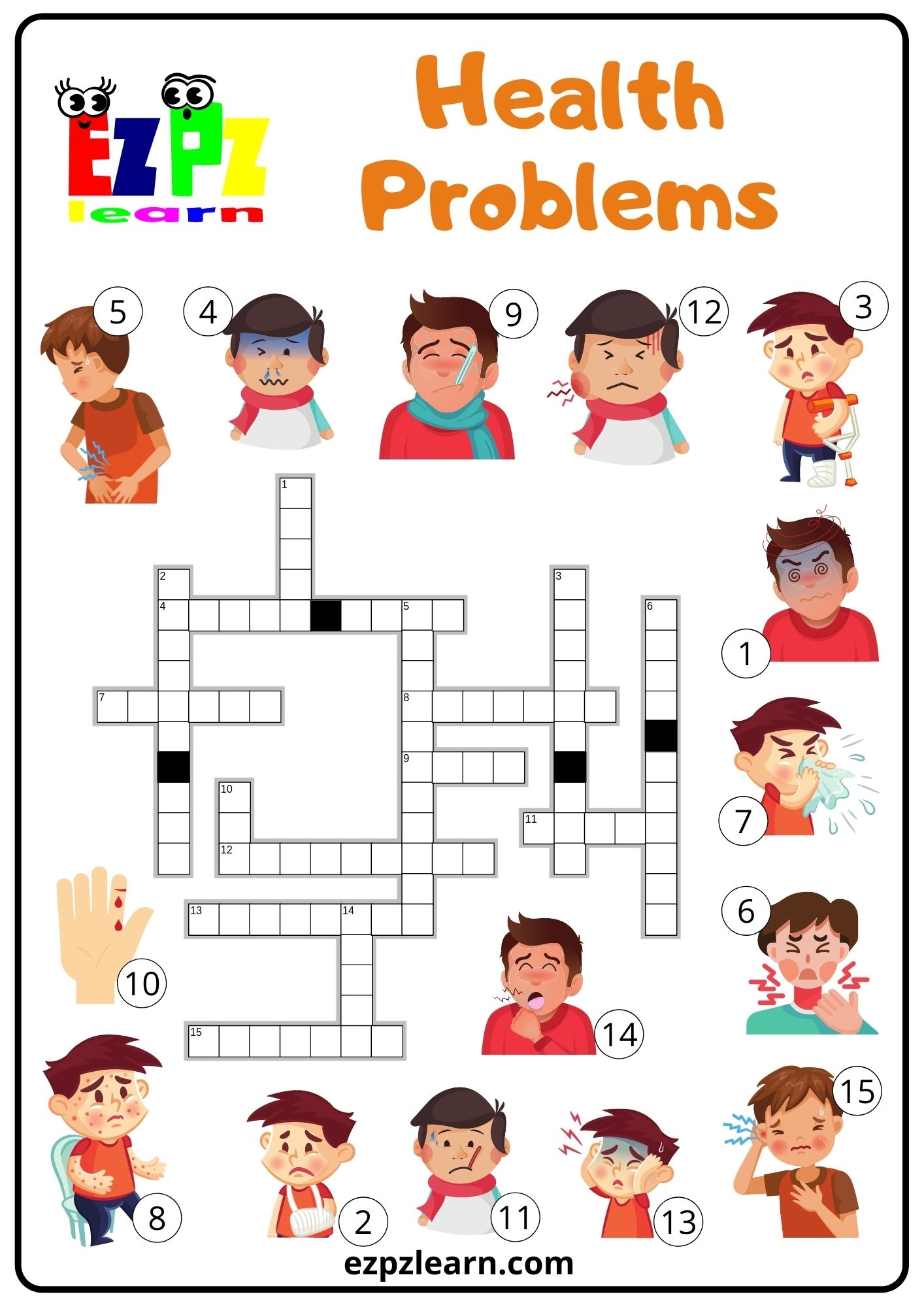 Health Problems Crossword Ezpzlearn