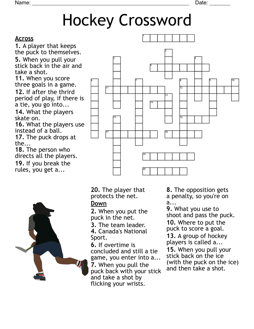 Hockey Crossword WordMint