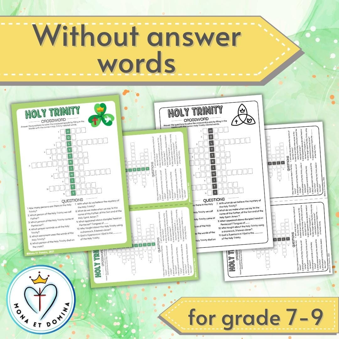 Holy Trinity Sunday Worksheet Crossword Puzzle No Prep Catholic Activity Religion Lesson Printable Digital Download Etsy Ireland