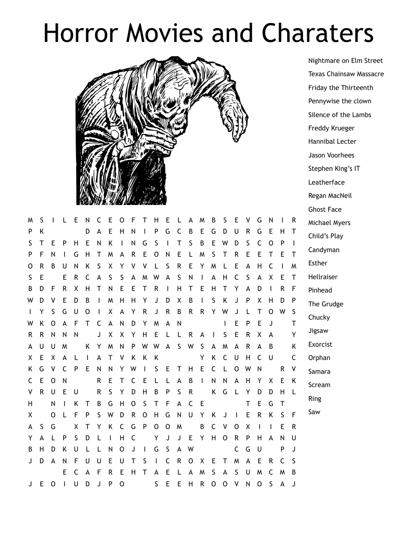 Horror Trivia Crossword WordMint