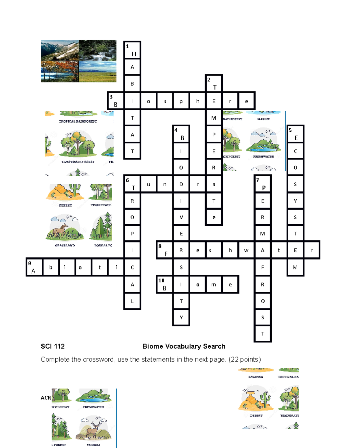 biome crossword puzzle printable