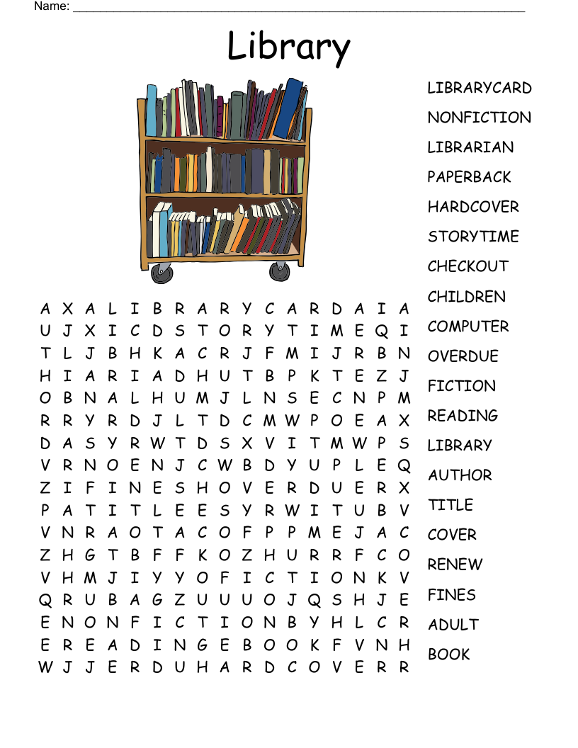 I Love The Library Crossword WordMint