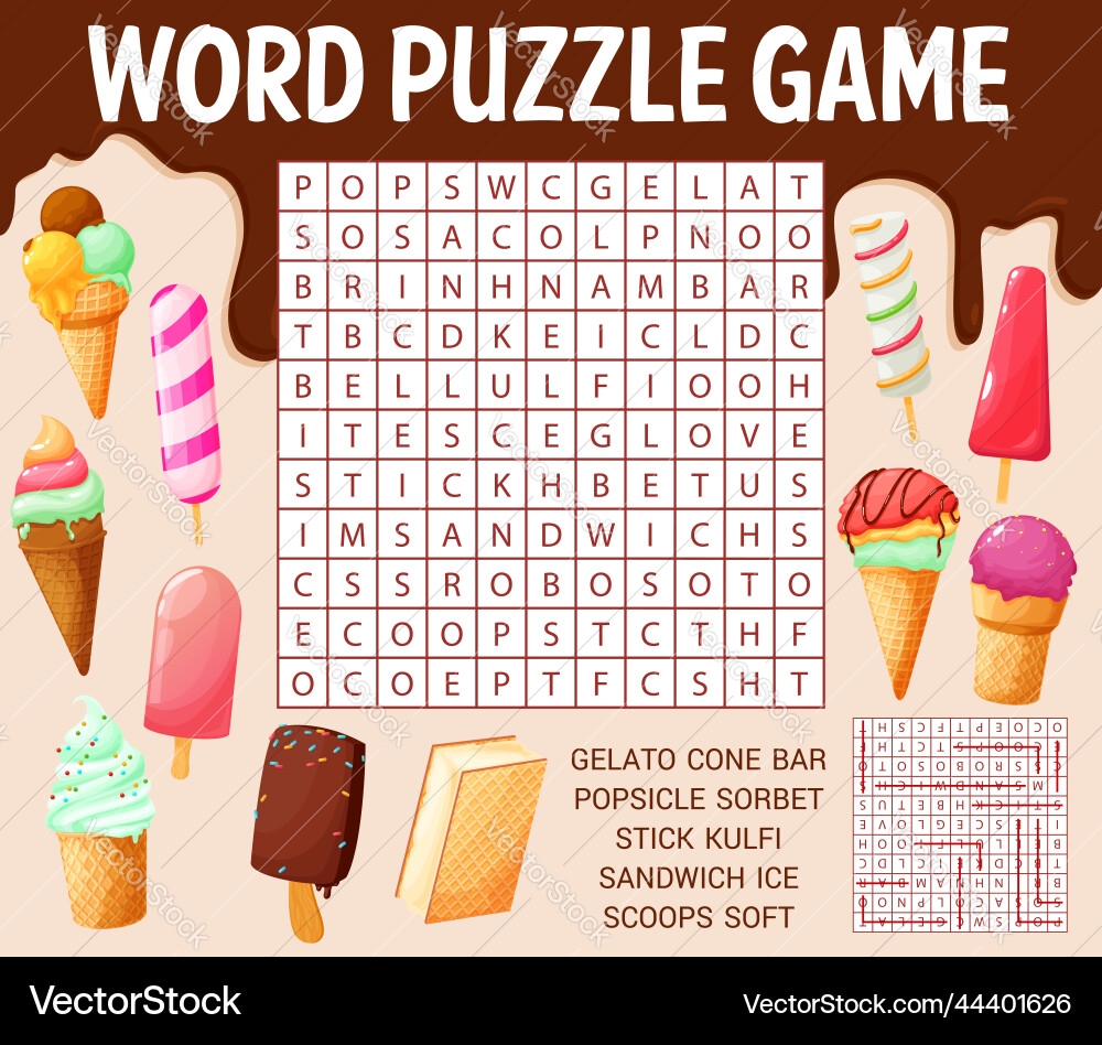 ice cream crossword puzzle printable