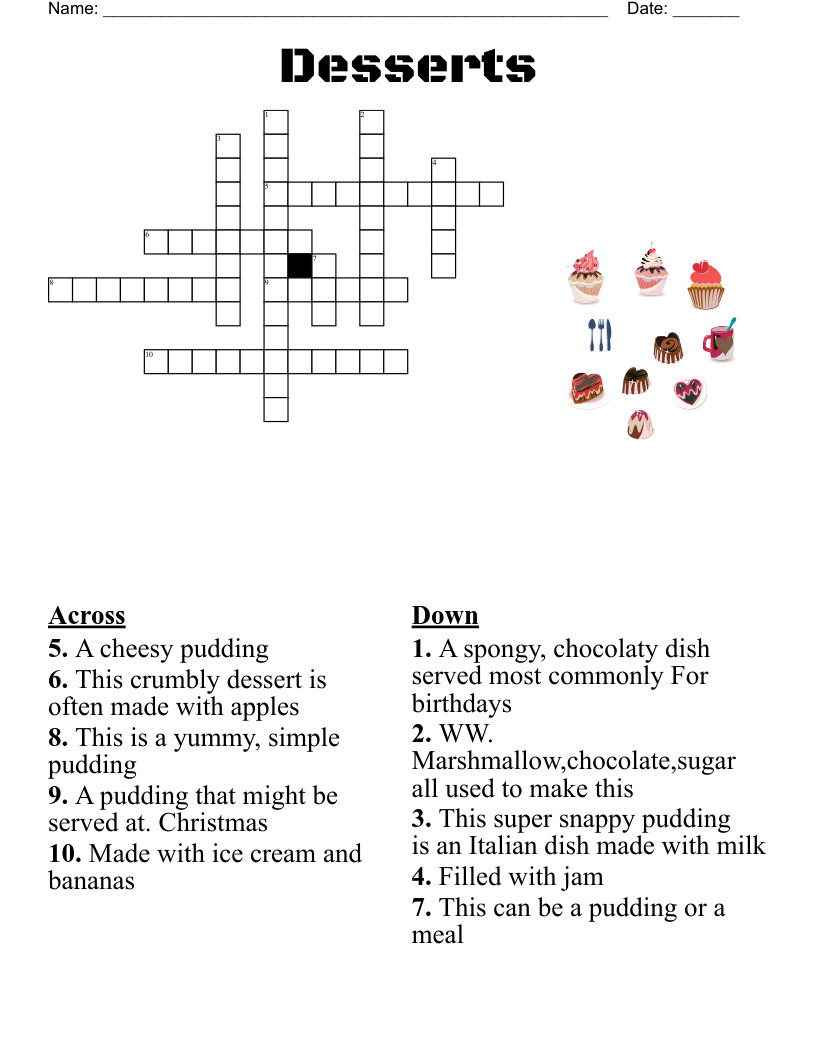 Ice Cream Crossword WordMint