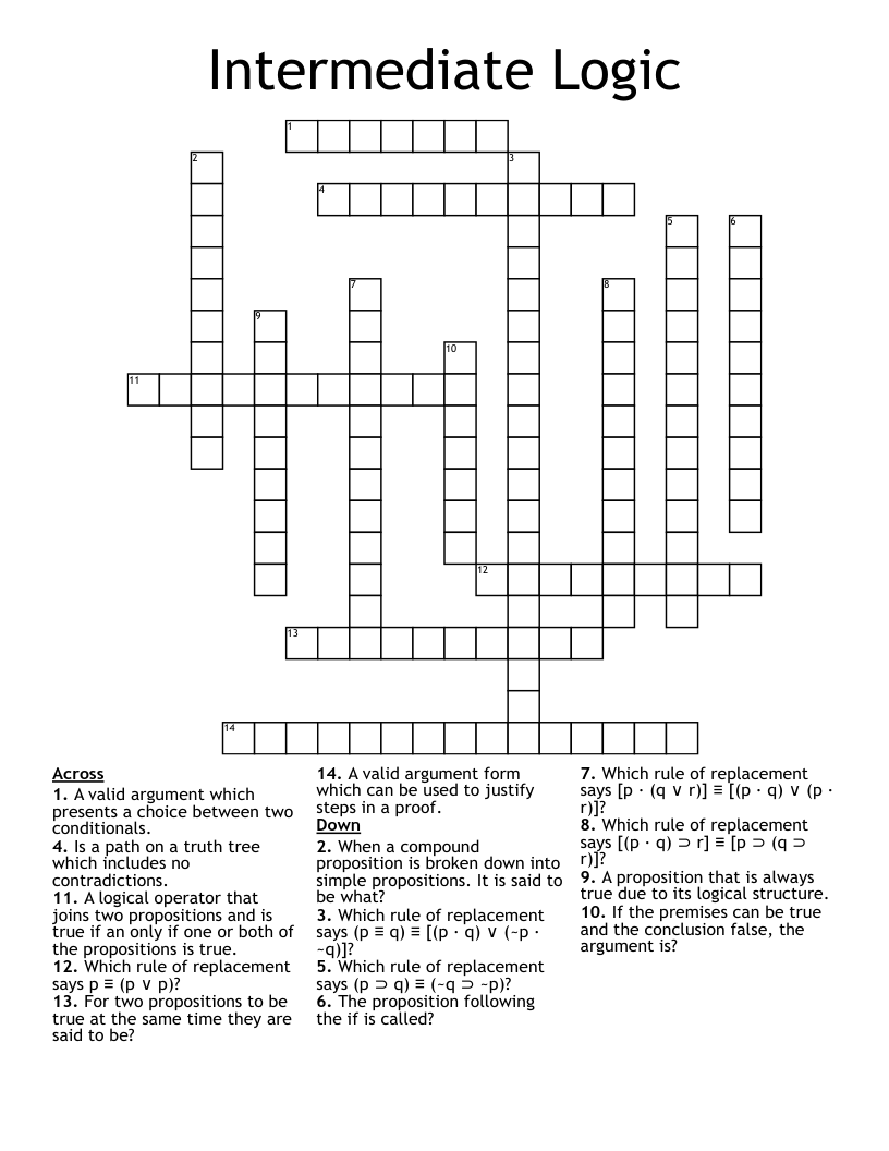 Intermediate Logic Crossword WordMint