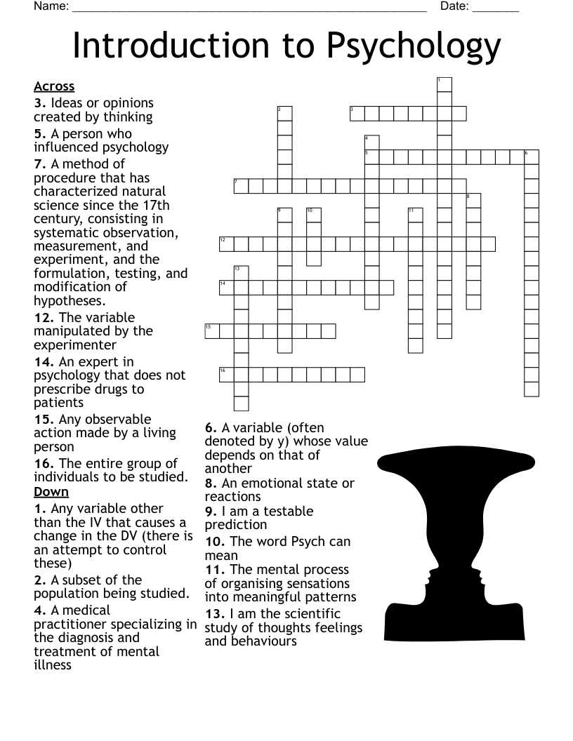 Intro To Psychology Crossword WordMint