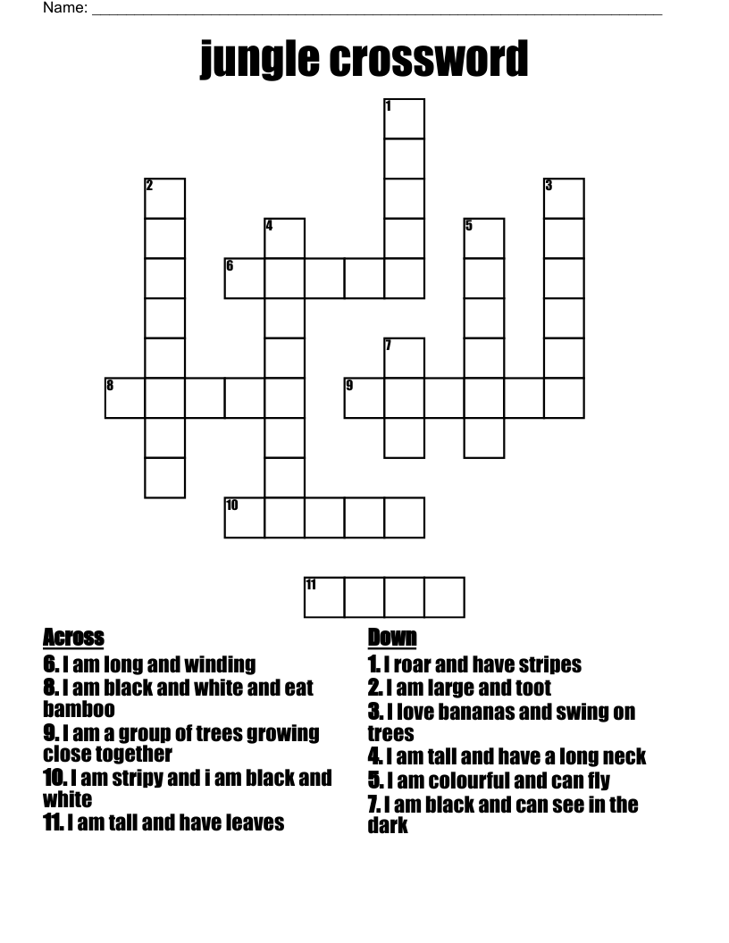 Jungle Crossword WordMint