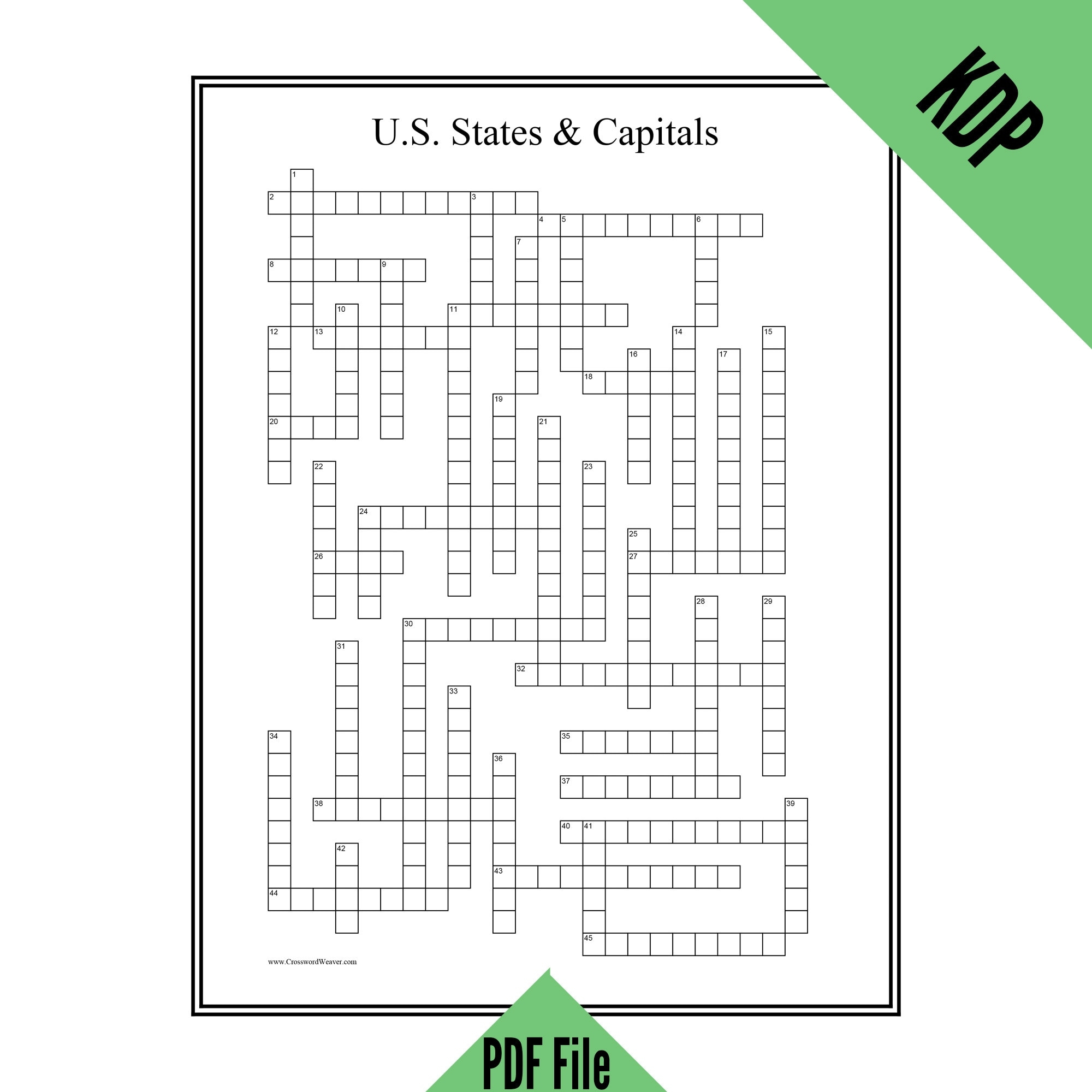 KDP 4 Crossword Puzzles With Clues And Answers In PDF Format For Creating KDP Activity Books Spring Easter Baseball Greats State Capitals Etsy