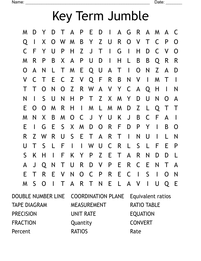 Key Term Jumble Word Search WordMint