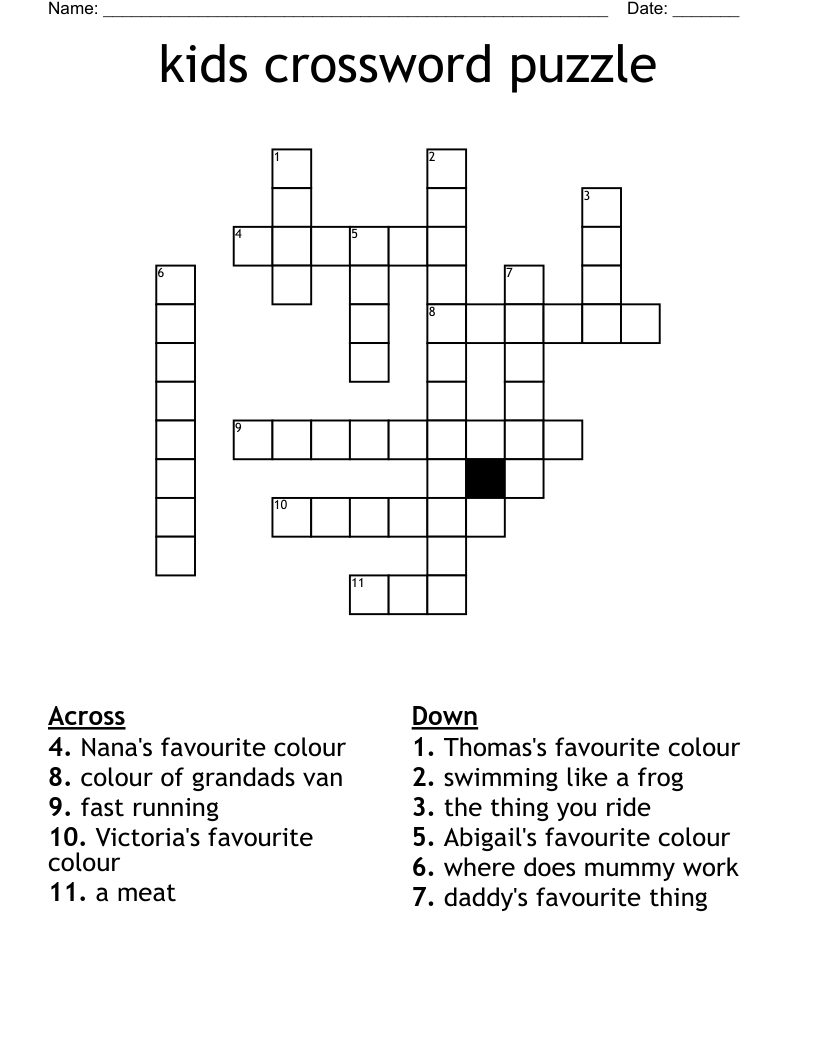 crossword puzzles for kids printable