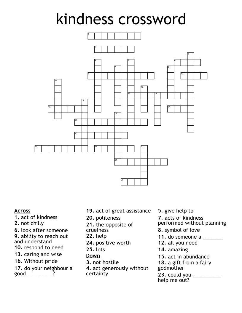 Kindness Crossword WordMint