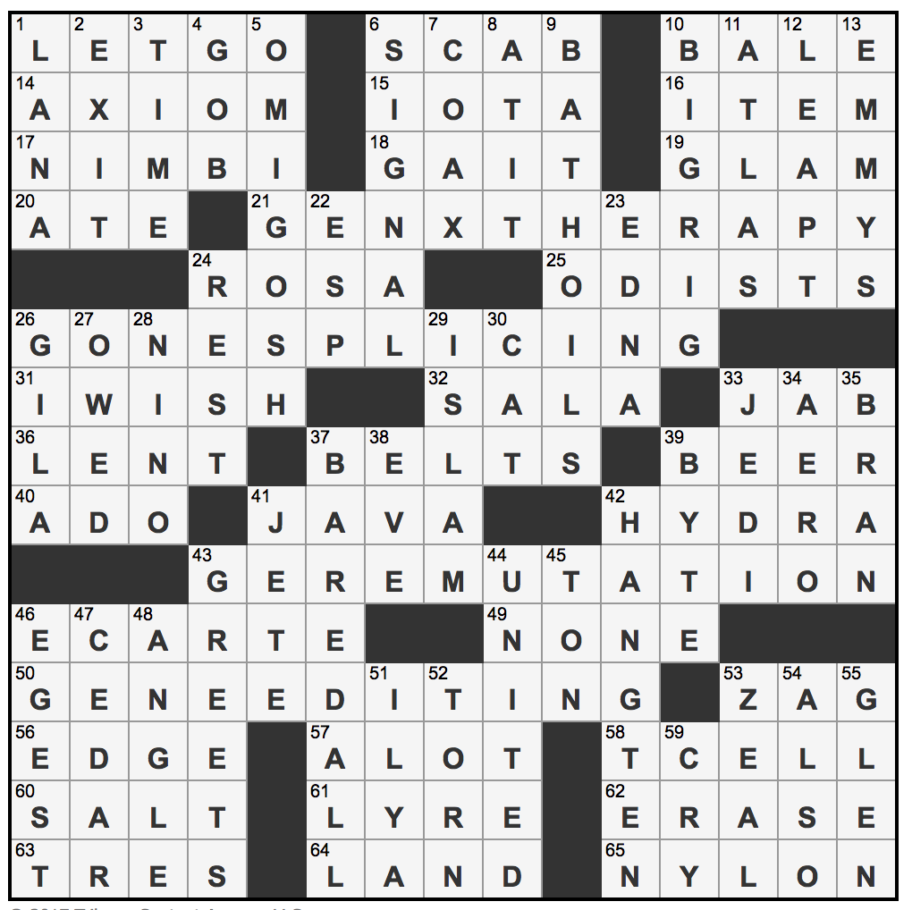 L A Times Crossword Corner Friday November 3 2017 Daniel Nierenberg