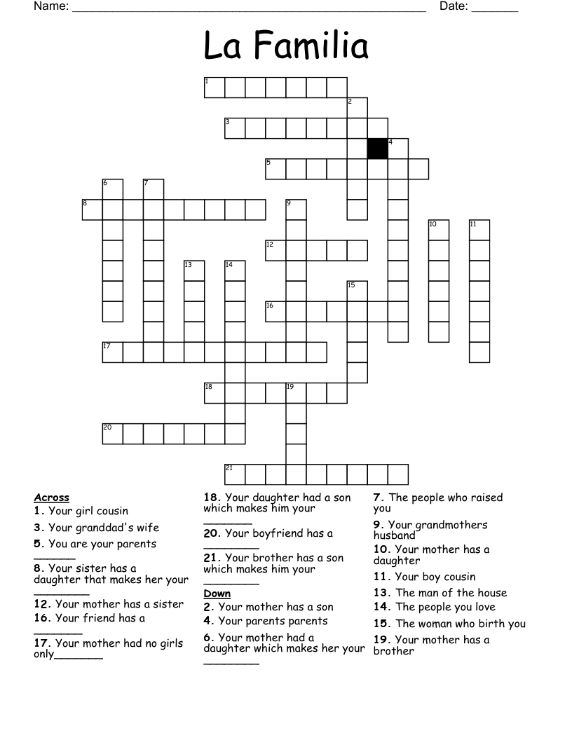 La Familia Crossword WordMint