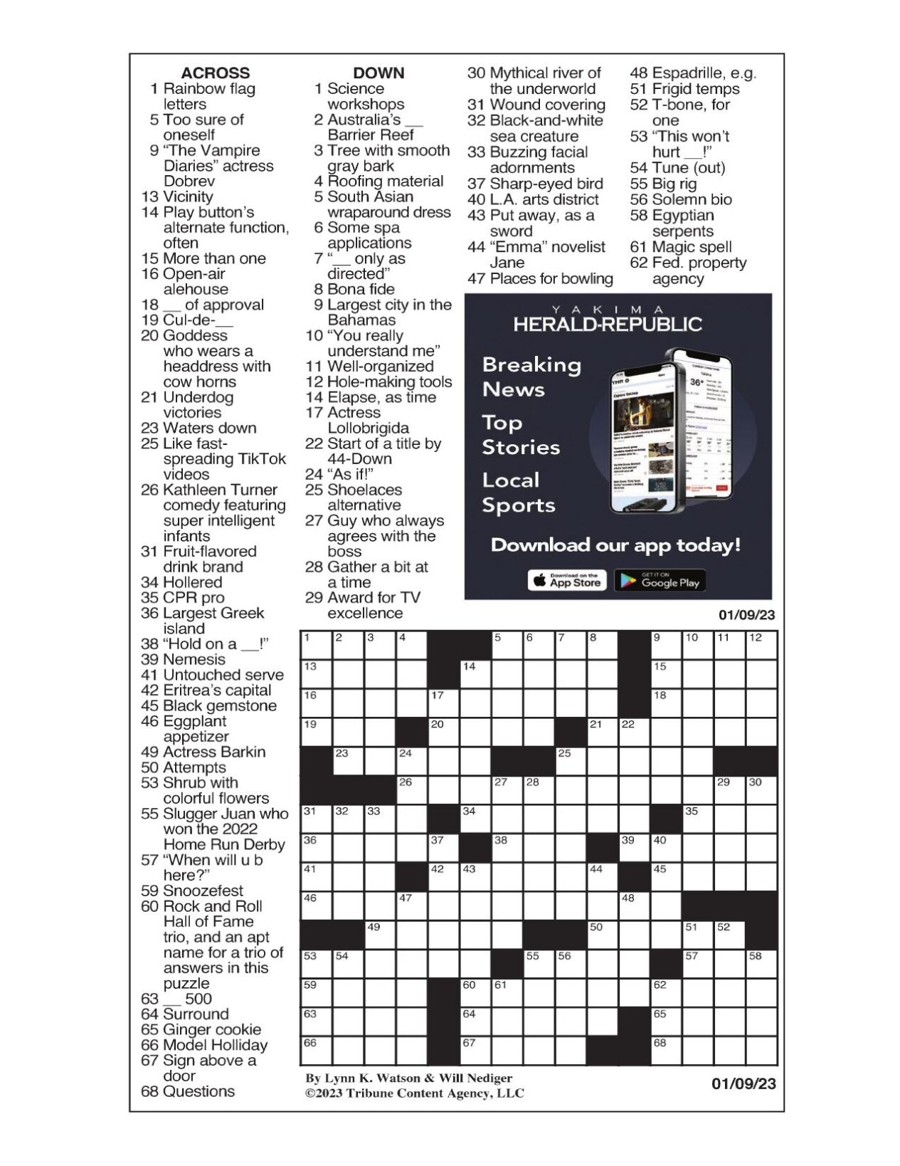 LA Times Crossword Jan 9 2023 Crosswords Yakimaherald
