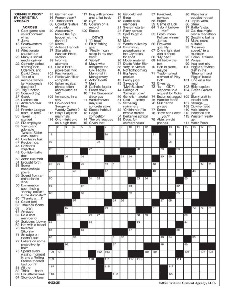 LA Times Crossword June 22 2025 Crosswords Yakimaherald