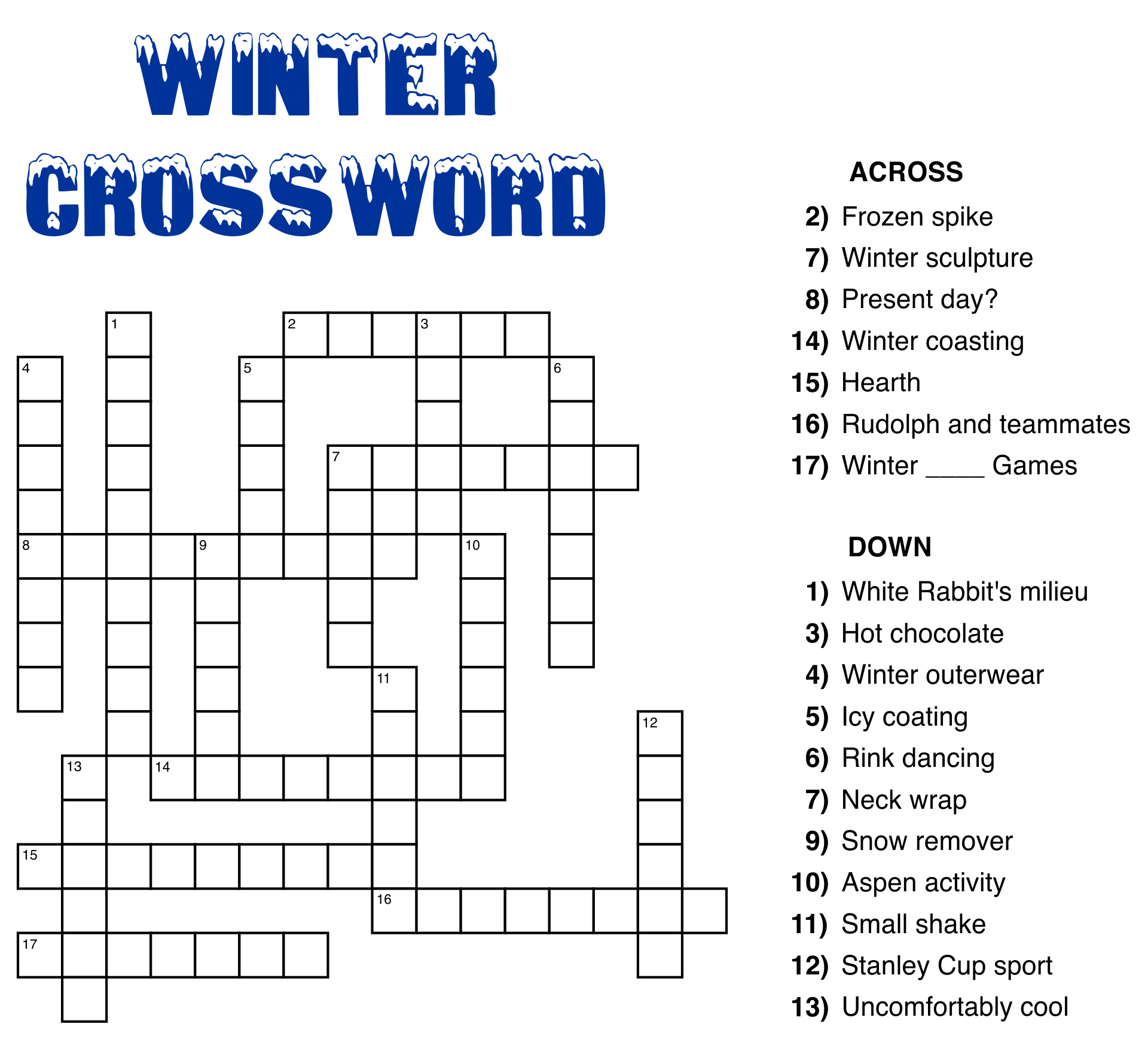 printable free easy crossword puzzles