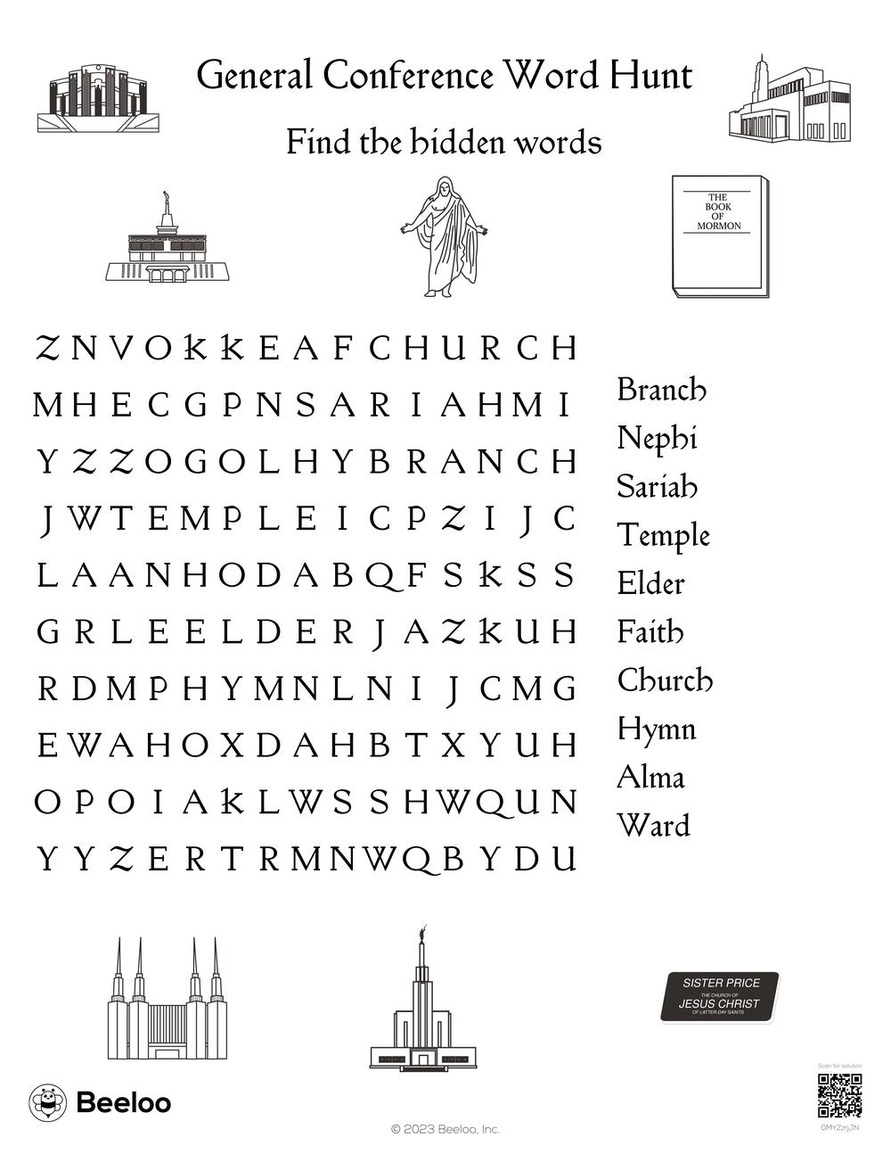 Latter day Saint themed Word Searches Beeloo Printable Crafts And Activities For Kids