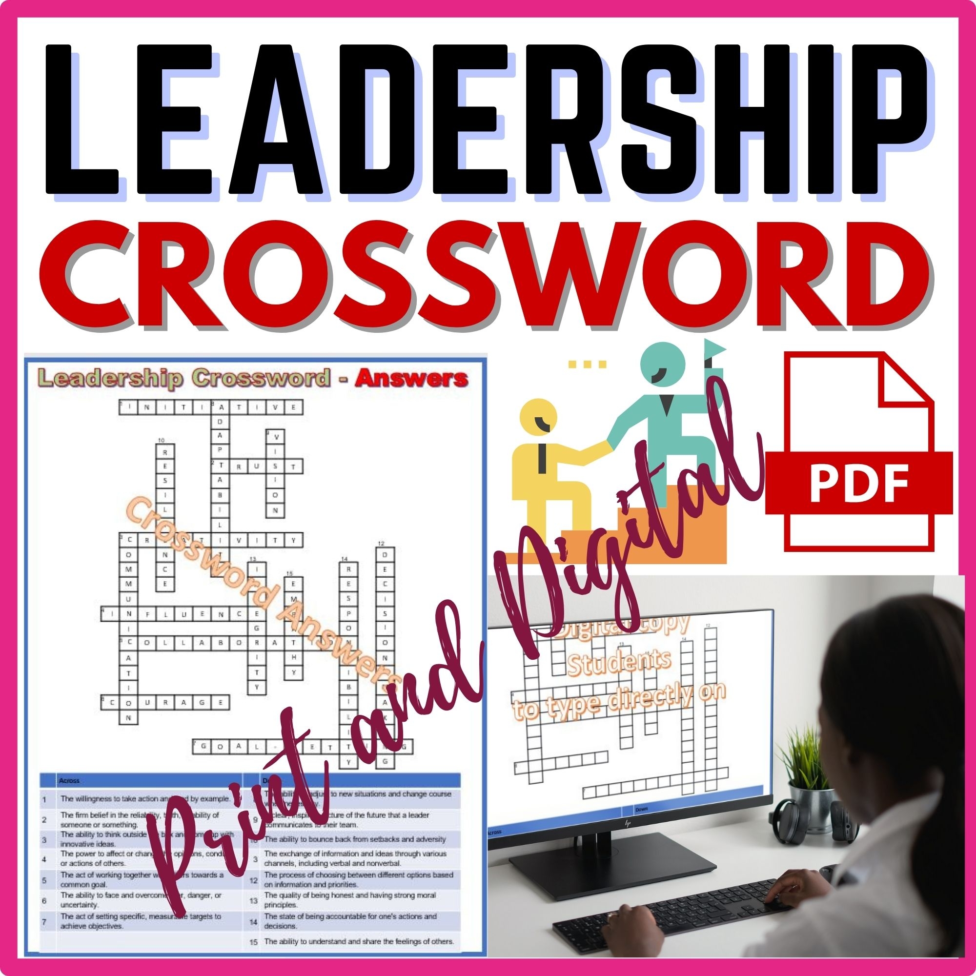 Leadership Crossword Puzzle Digital And Print With Answers Made By Teachers