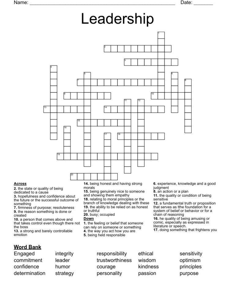 Leadership Crossword WordMint