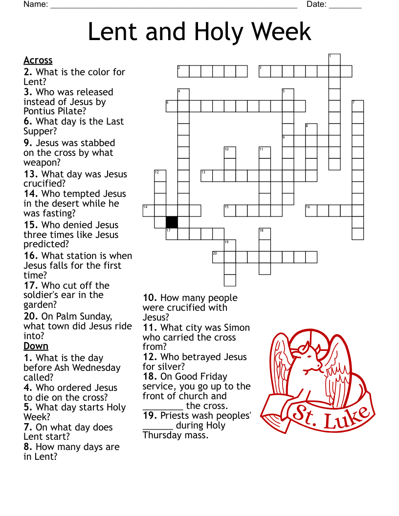 Lent Crossword WordMint