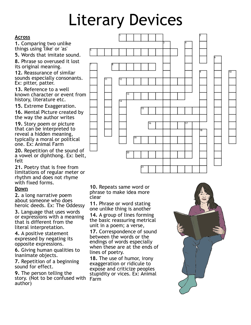 Literary Devices Crossword WordMint