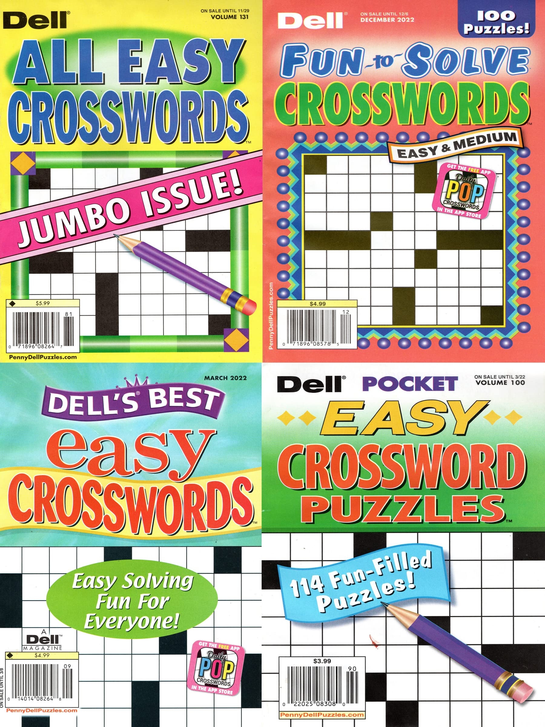 Lot Of 4 Dell Easy And Fun Crosswords NEW Dell Amazon Books
