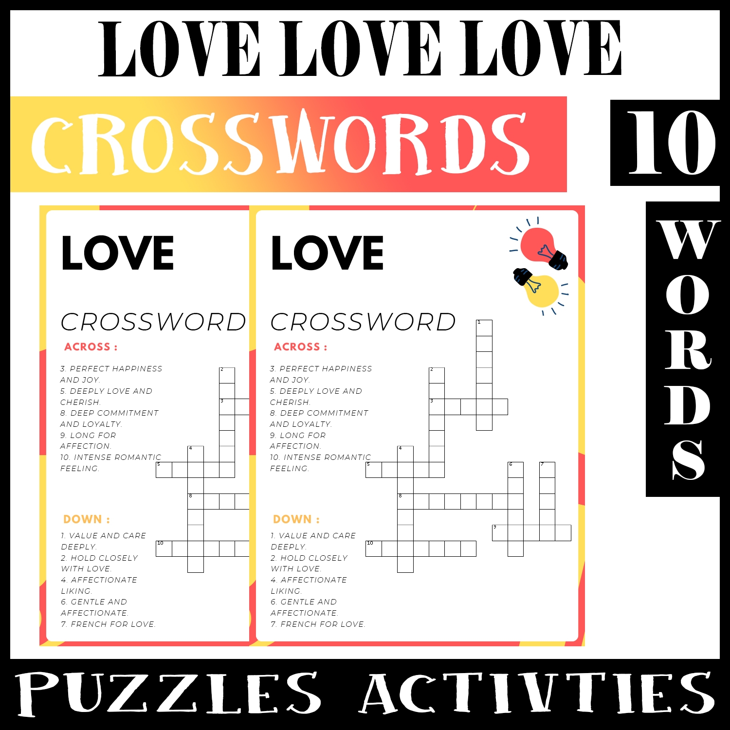 love crossword puzzle printable