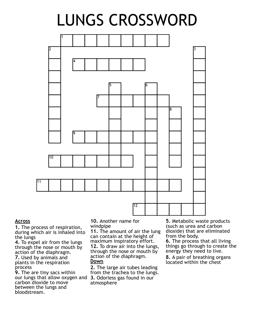 LUNGS CROSSWORD WordMint