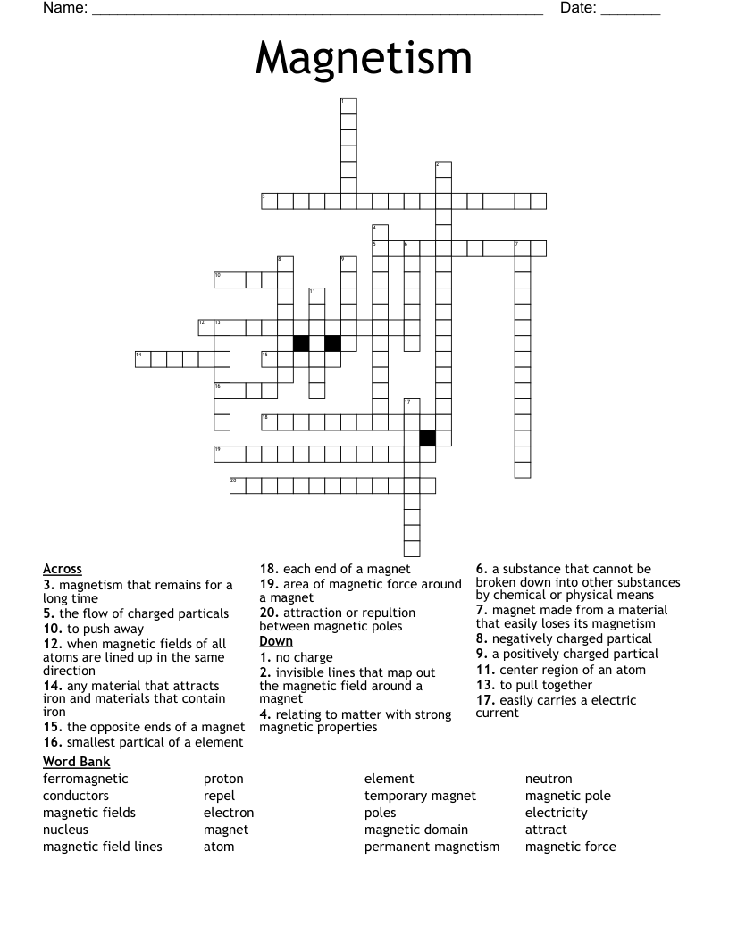 Magnetism Crossword WordMint