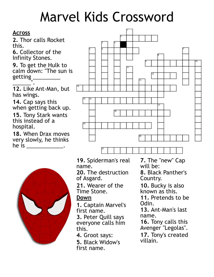 kids crossword puzzles printable -pinterest