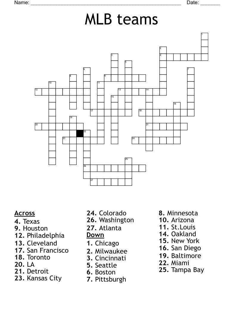 easy printable baseball crossword puzzles
