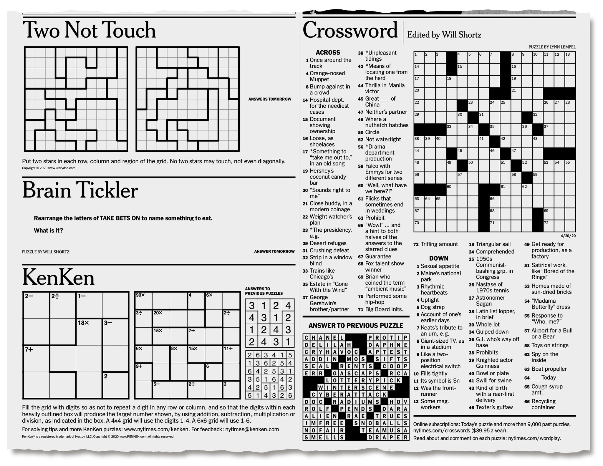 free printable newspaper crosswords