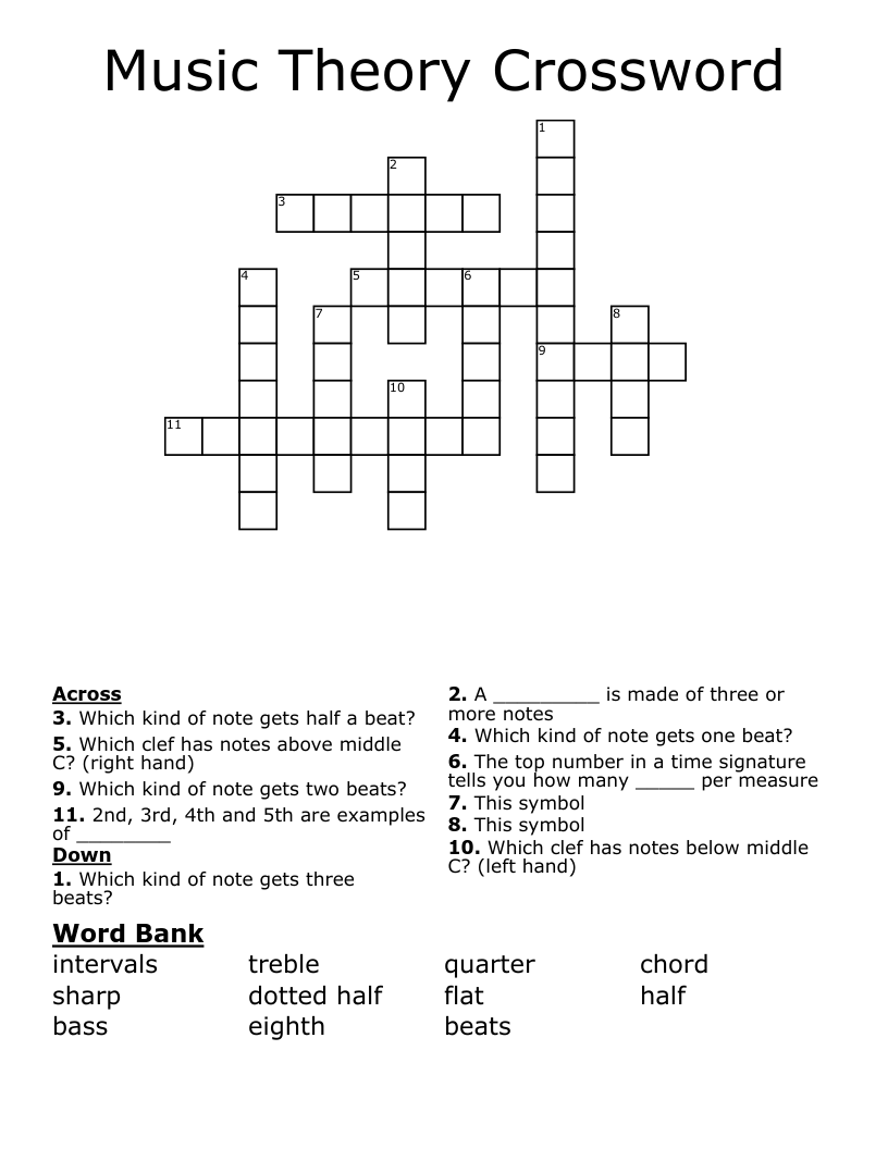 Music Theory Crossword WordMint