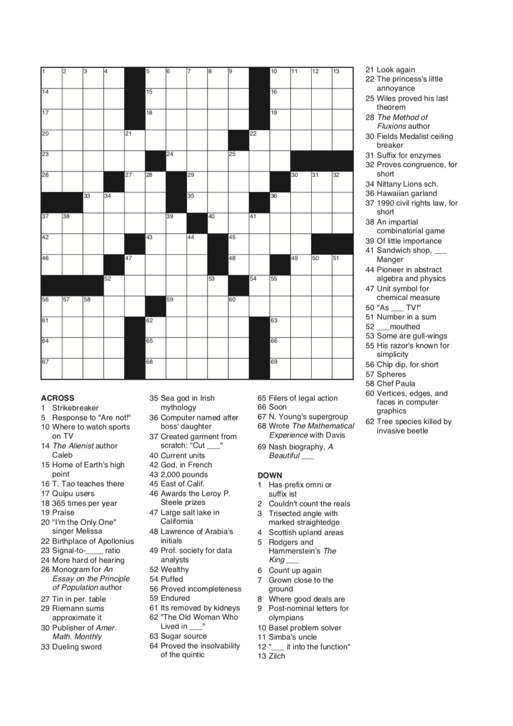 2019 free printable crossword puzzles
