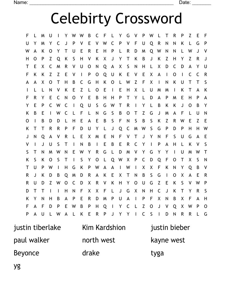 crossword puzzles printable celebrity
