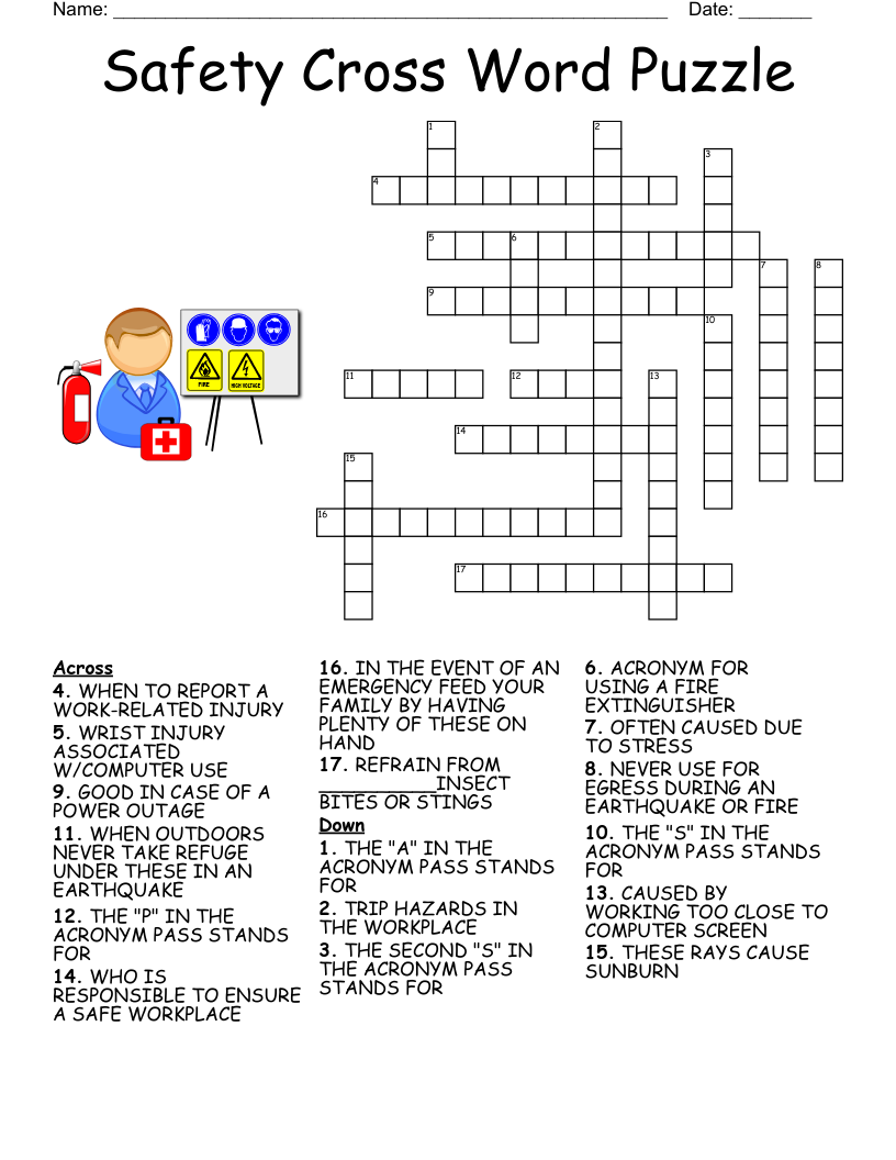 National Safety Month June 2017 Crossword WordMint