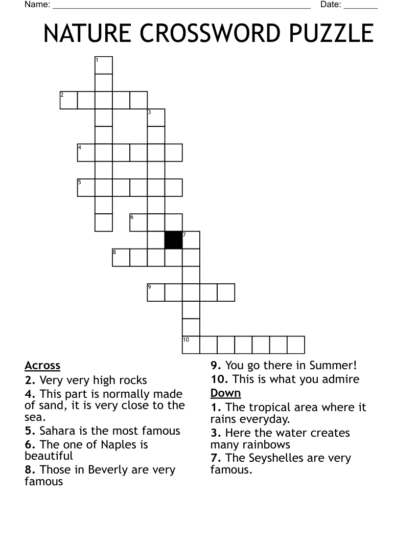 NATURE CROSSWORD PUZZLE WordMint