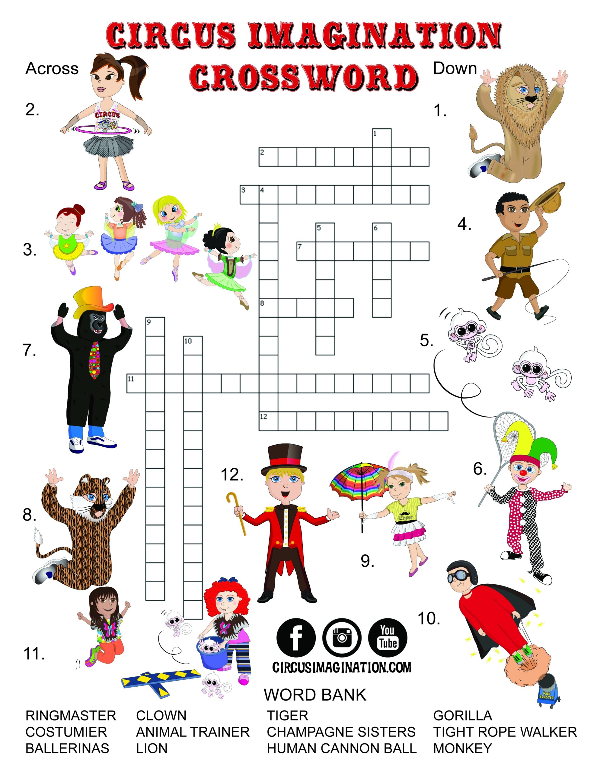 NEW Exclusive Circus Printables Coloring Pages And Crossword Circus Imagination