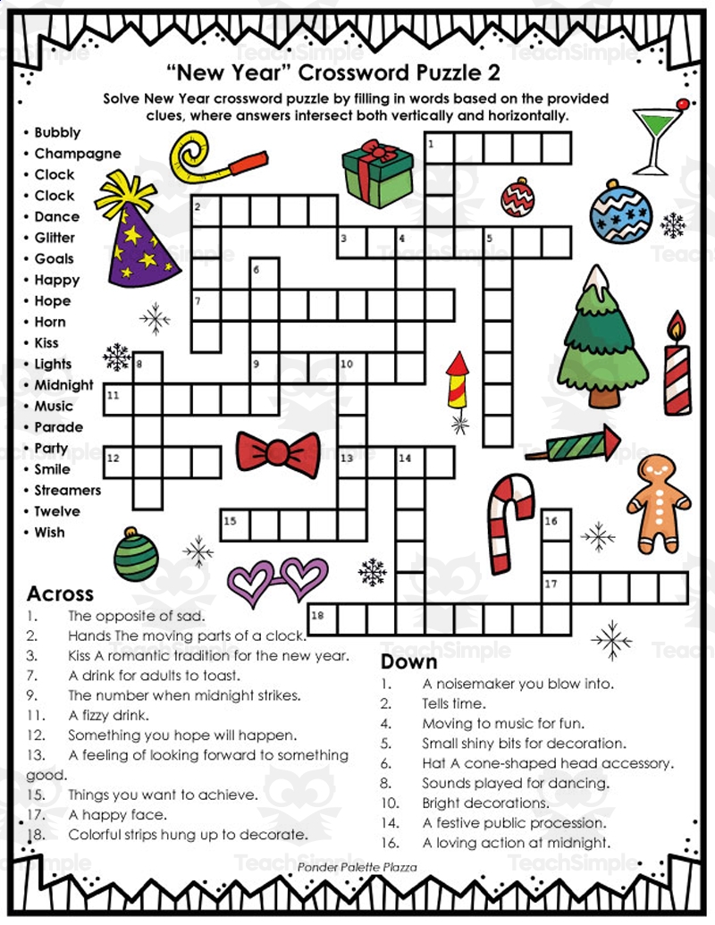 new year crossword puzzle printable