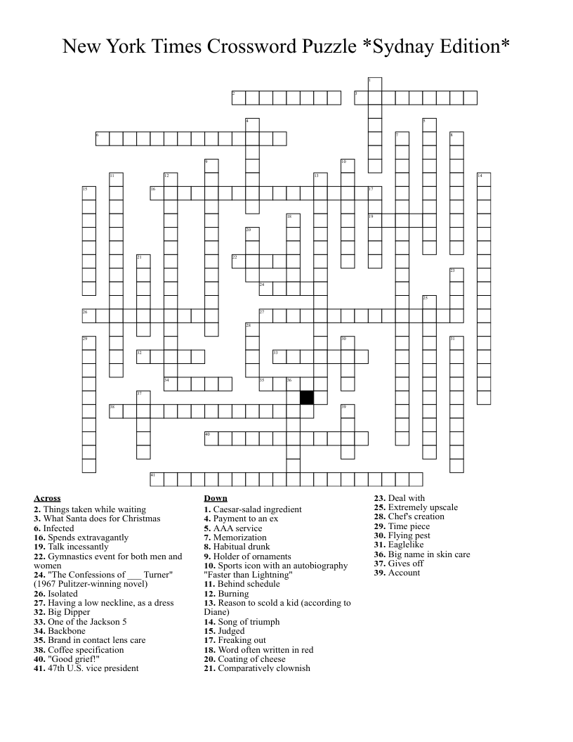 ny times crossword printable