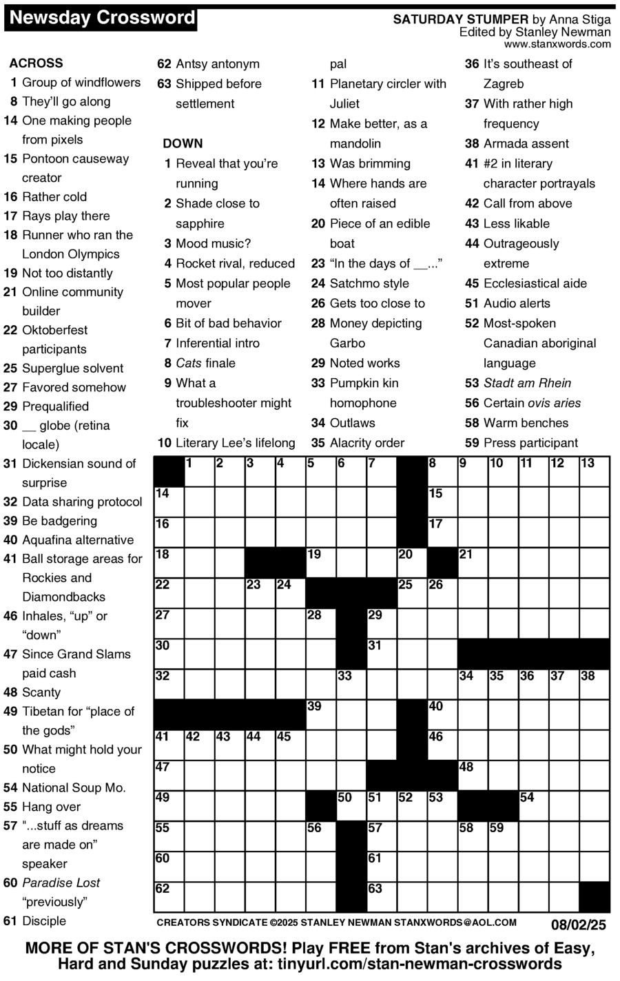 Newsday Crossword Puzzle Creators Syndicate