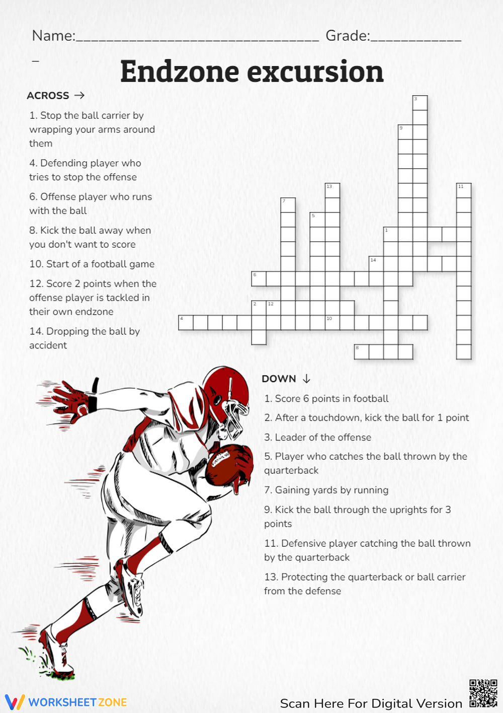 printable football crossword puzzle
