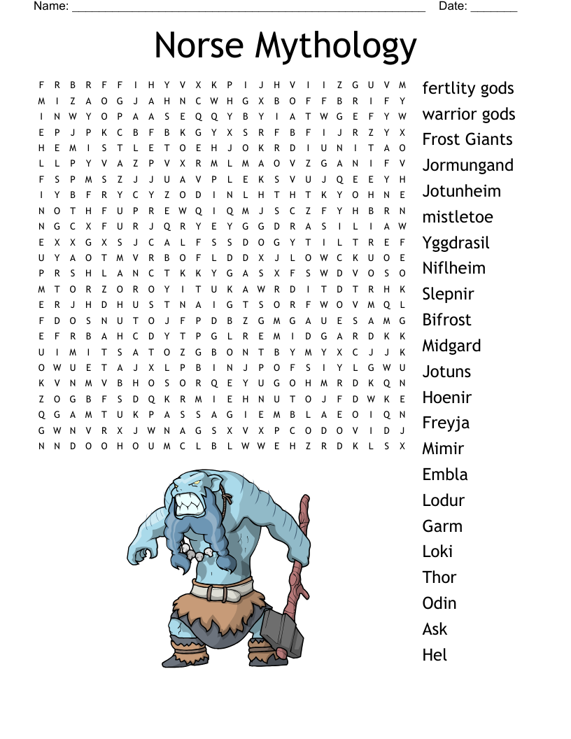 Norse Gods Word Search WordMint