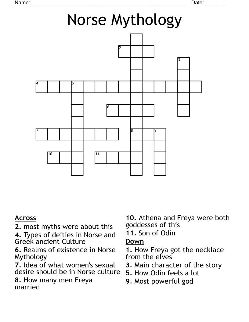 Norse Mythology Crossword WordMint