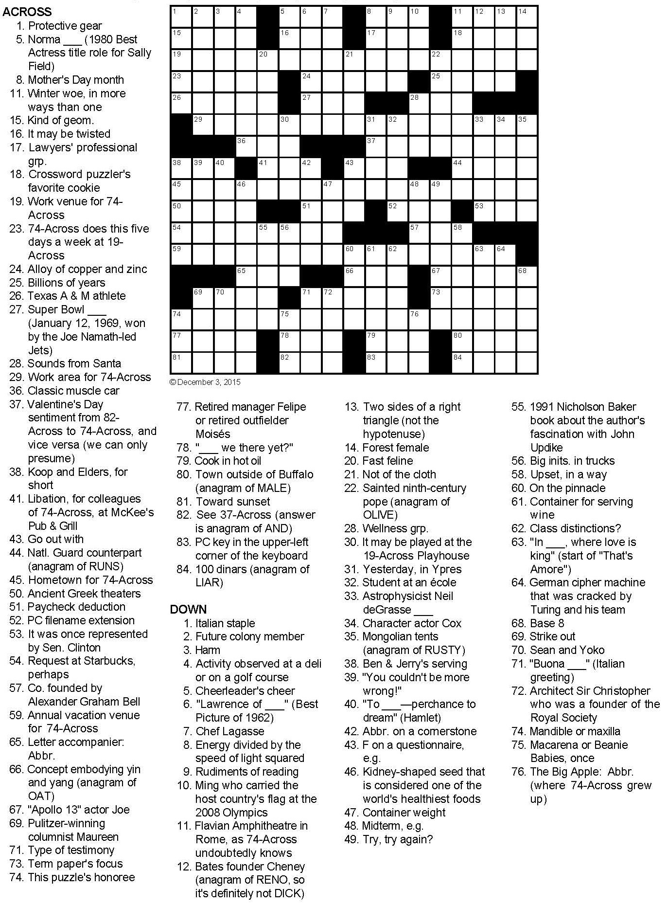 Not Your Garden Variety Birthday Present Crossword Puzzle