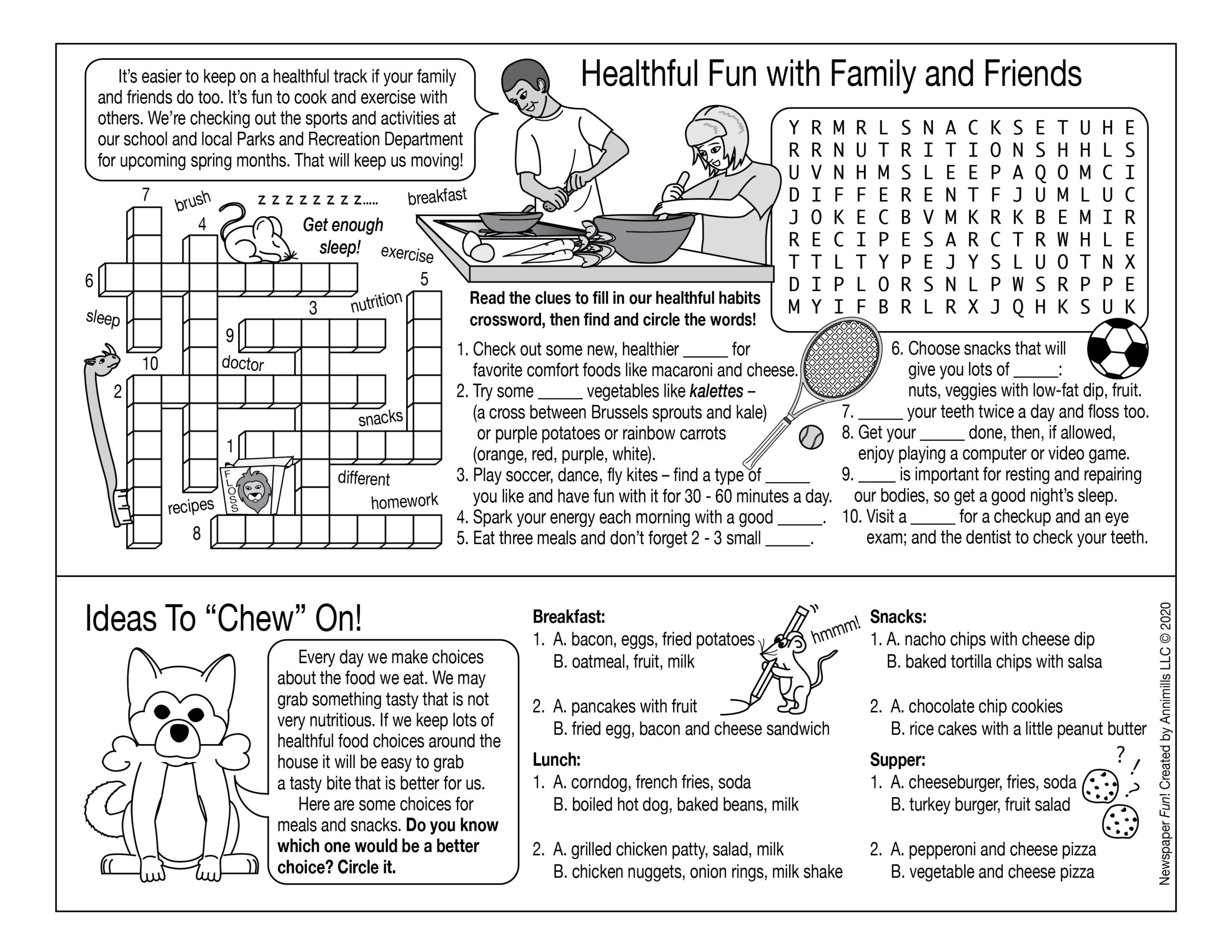 exercise crossword printable puzzle